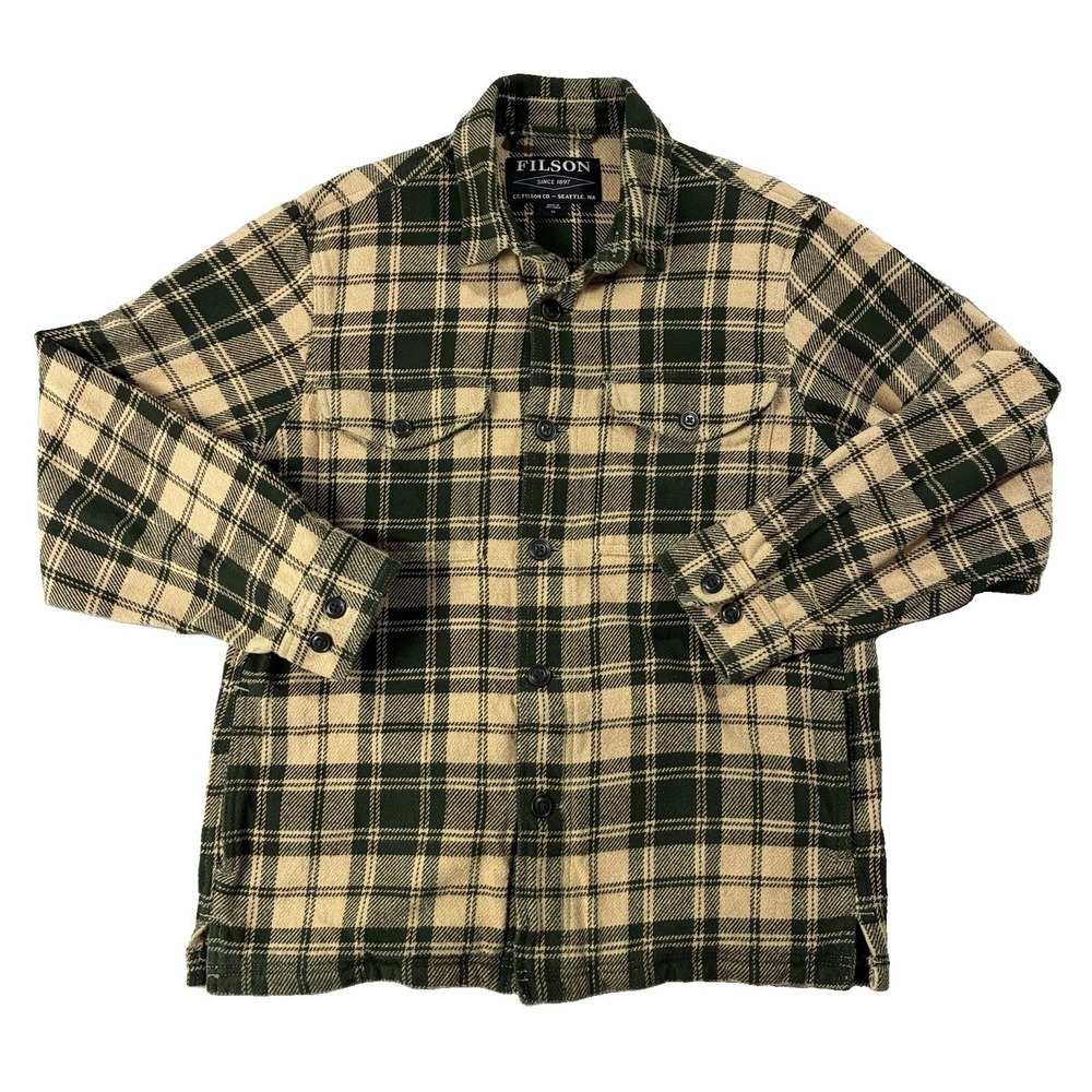 Filson Deer Island Jac Shirt Cotton Plaid Green Cream Men' M Gorpcore Outdoor